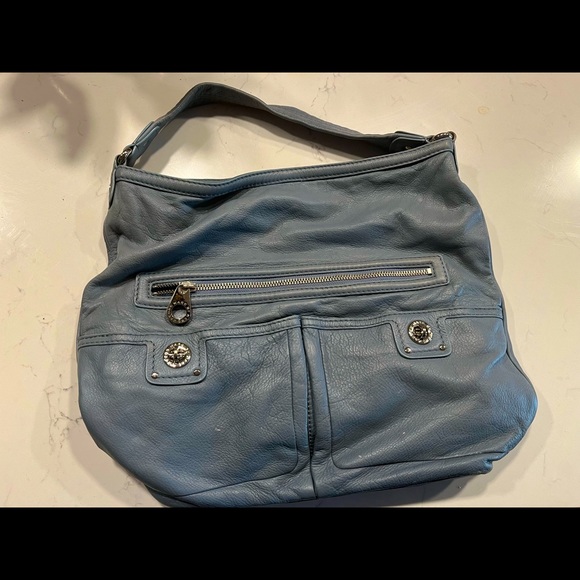 MARC BY MARC JACOBS Totally Turnlock Faridah Blue Leather Hobo Bag $448